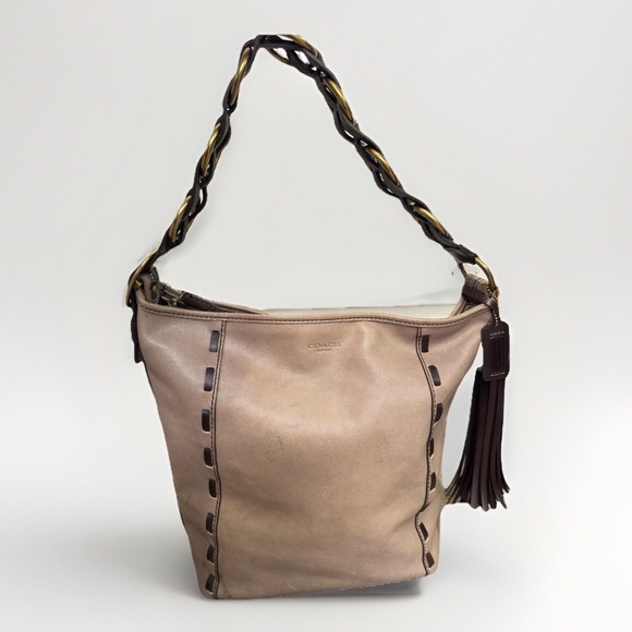 Coach Pinnacle Legacy Bohemian Large taupe Leather Duffle Shoulder Bag 19904